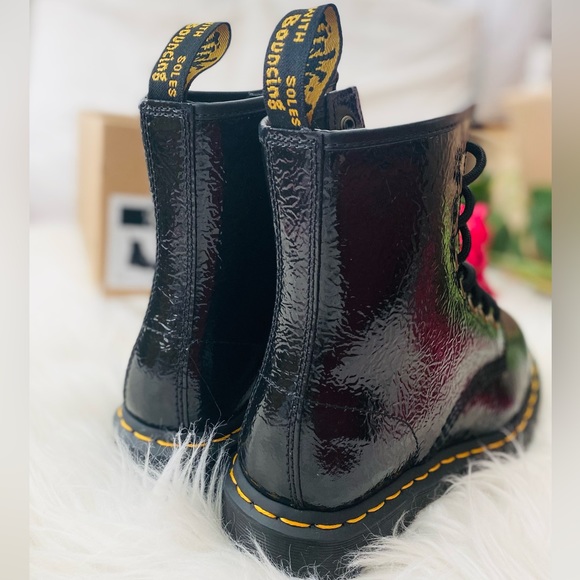 Dr. Martens 1460 Distressed Patent Black Lace Up Boots - Picture 7 of 12